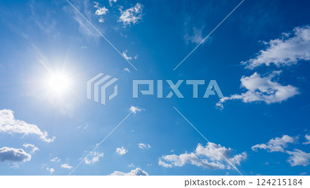 Sunny blue sky and white clouds 124215184