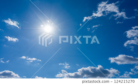 Sunny blue sky and white clouds 124215270
