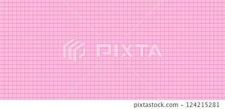 Pink notebook paper background with grid and lined patterns. Abstract texture featuring square graph designs for math and education Pink notebook paper background with grid and lined patterns. Abstract texture featuring square graph designs for math and education 124215281