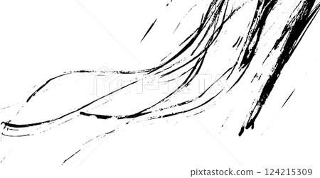 Abstract black brush strokes on a white background, creating a sense of movement and fluidity. Abstract black brush strokes on a white background, creating a sense of movement and fluidity. 124215309