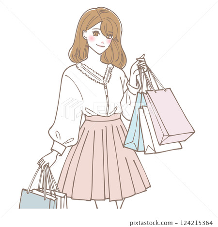 有很多購物袋的女人 124215364