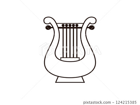 Hand-held lyre line drawing 124215385
