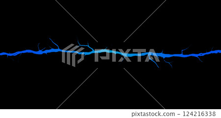 An electric blue crack of water stretches across a dark background, embodying movement and energy. The vivid colors create a striking contrast, inviting reflection on nature's beauty and power. An electric blue crack of water stretches across a dark background, embodying movement and energy. The vivid colors create a striking contrast, inviting reflection on nature's beauty and power. 124216338