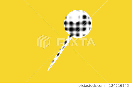 A minimalist design featuring a dotted pin icon on a bright yellow background. The pin is stylized with a circular top and a long pointed bottom, creating a modern look. A minimalist design featuring a dotted pin icon on a bright yellow background. The pin is stylized with a circular top and a long pointed bottom, creating a modern look. 124216343
