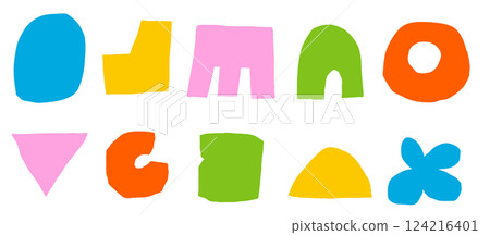 Set of childish trendy cutout shape. Organic elements collection. Pack of hand drawn stickers icons. Elements of doodle. Set of childish trendy cutout shape. Organic elements collection. Pack of hand drawn stickers icons. Elements of doodle. 124216401