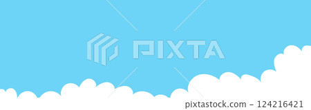 Clouds corner wide bordering. Painted white clouds on blue background. Simple vector illustration Clouds corner wide bordering. Painted white clouds on blue background. Simple vector illustration 124216421