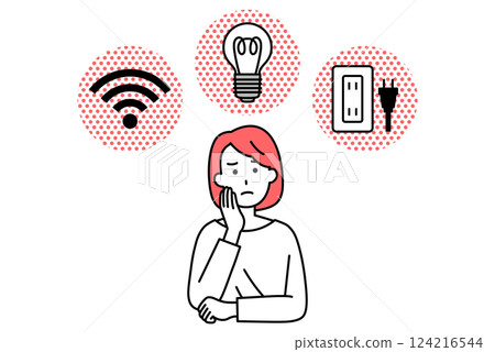 年輕女子遭受電氣故障 年輕女子遭受電氣故障 124216544