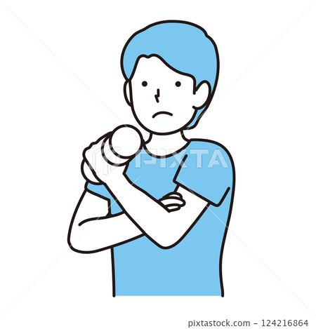 Men doing muscle training with dumbbells 124216864