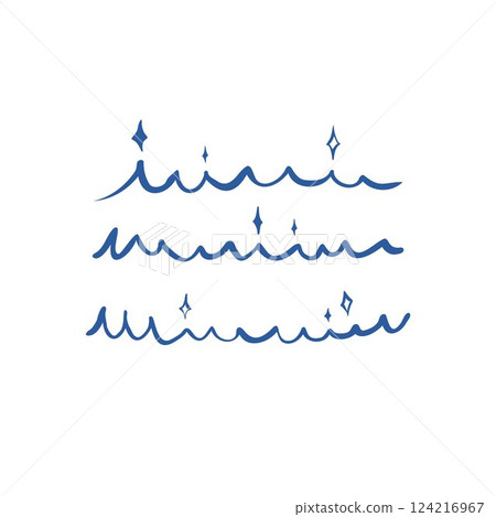 Waves sparkles marine hand drawn set doodle sketchy style in navy blue. Abstract simple Waves sparkles marine hand drawn set doodle sketchy style in navy blue. Abstract simple 124216967