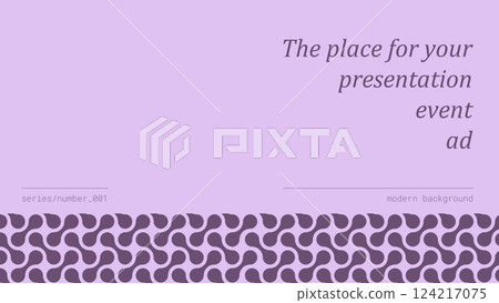 Banner with conceptual abstract geometric pattern. Dark pink monochrome design. 124217075