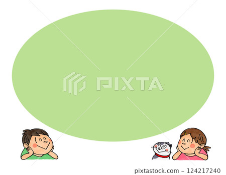 Child and cat looking up Copy space (green) Child and cat looking up Copy space (green) 124217240