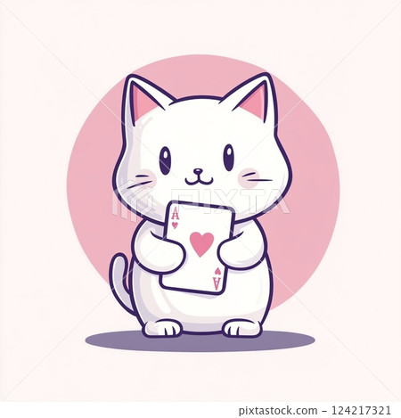 拿著撲克牌的貓 124217321