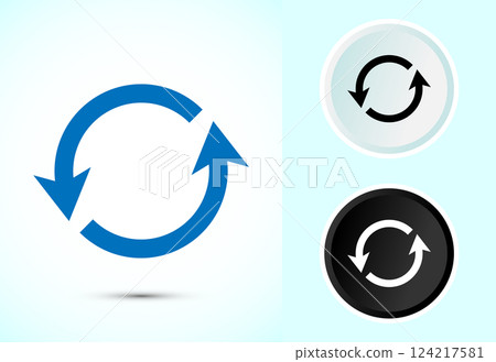 Sync processing icon design, Synchronization or reset icon, Reload sign, Color black and white Sync processing icon design, Synchronization or reset icon, Reload sign, Color black and white 124217581