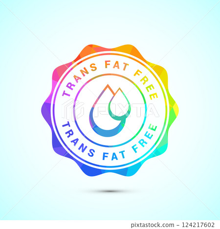 Trans fat free icon design illustration, Zero trans fat icon for healthy concept, Low poly style Trans fat free icon design illustration, Zero trans fat icon for healthy concept, Low poly style 124217602