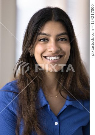 Gorgeous young Indian woman, vertical home portrait Gorgeous young Indian woman, vertical home portrait 124217800