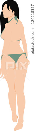 Illustration of a woman in a swimsuit posing Illustration of a woman in a swimsuit posing 124218537