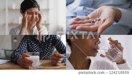 Treatment, health-care and illness recovery, collage view 124218939