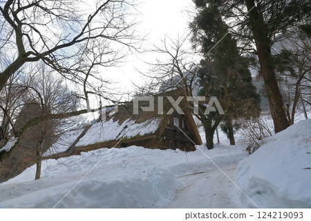 Snow-covered scenery of Gokayama Gassho Village in mid-winter 124219093