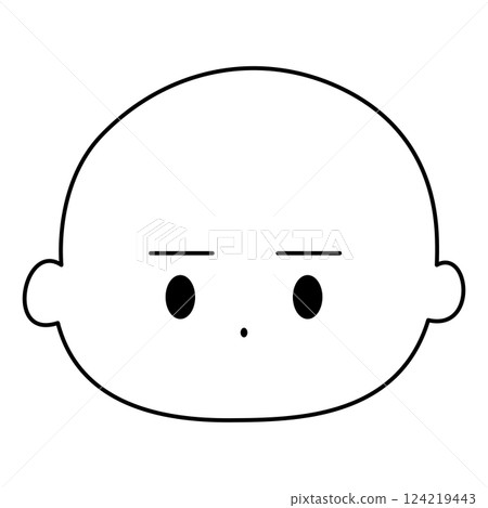 簡單的面部表情，平行的眉毛，黑色和白色 124219443