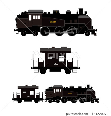 SL C11 207 號和守車 2 的側面向量插圖 124220079