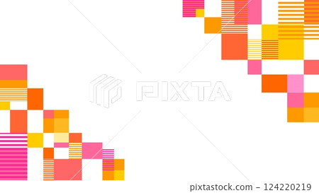 Geometric pattern frame white background border rectangle yellow orange pink 124220219
