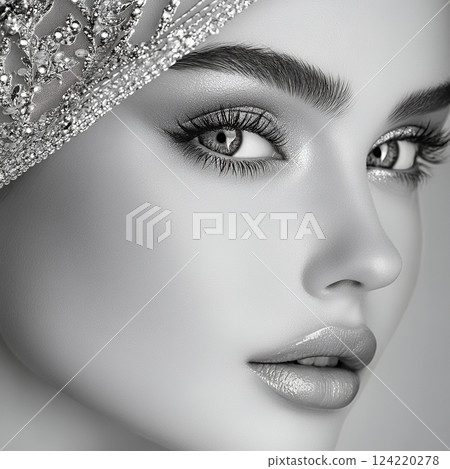 用AI表現具有西方流行髮型和妝容的強大而迷人的美女(單色調方形照片) 用AI表現具有西方流行髮型和妝容的強大而迷人的美女(單色調方形照片) 124220278