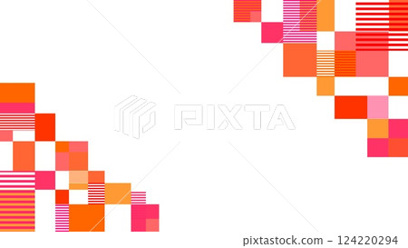 Geometric pattern frame white background border rectangle orange pink 124220294