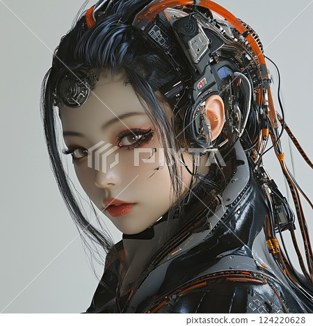 Japanese people and AI, imagining a cyborg in the year 2100 (square photo) 124220628