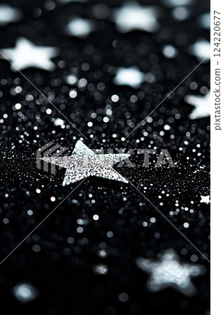 Black background with glittering stars decoration 124220677
