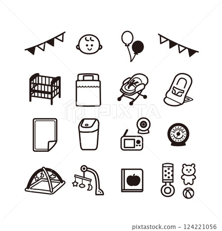 Baby room goods icon set 124221056