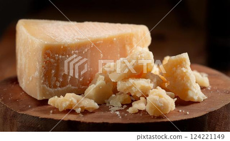 帕瑪森起司的橫切面和片狀 1 124221149