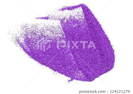 Purple glitter powder isolated on transparent background. 124221279