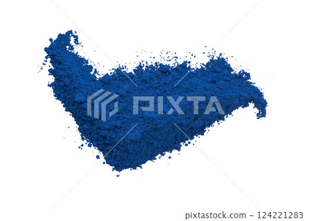 Blue powder isolated on transparent background. 124221283
