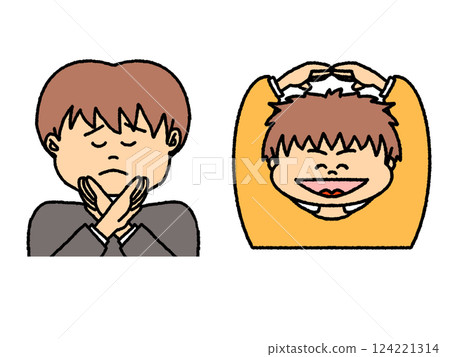 一名男子用雙手畫出圓圈和十字架的插圖集 一名男子用雙手畫出圓圈和十字架的插圖集 124221314