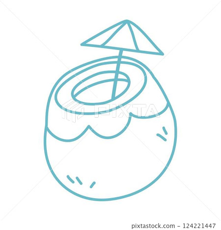 hand drawn beach elements line art 124221447