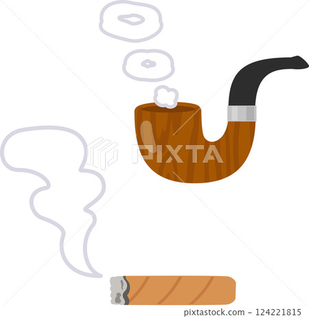 Deformed illustration of a pipe and cigar Deformed illustration of a pipe and cigar 124221815
