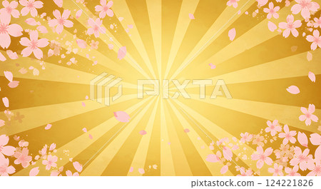 Cherry blossom and golden rays background 124221826