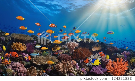 Colorful tropical fish and coral reefs | Beautiful underwater world 124221828