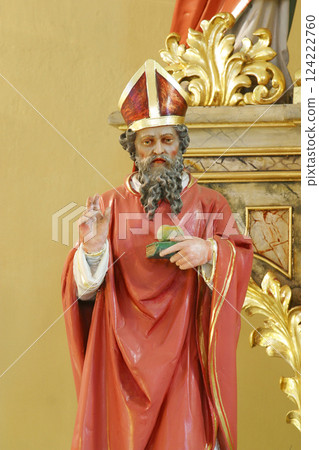 Saint Nicholas, statue on the altar Our Lady of Sorrows in the parish church of Saints Peter and Paul in Kasina, Croatia Saint Nicholas, statue on the altar Our Lady of Sorrows in the parish church of Saints Peter and Paul in Kasina, Croatia 124222760