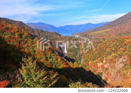 [Tochigi Prefecture] Autumn leaves at Kegon Falls on a clear day (Nikko) 124222806