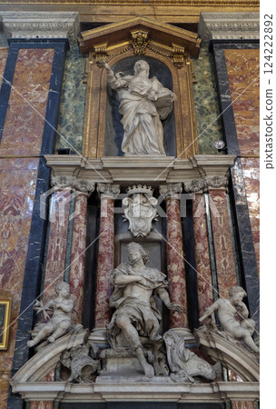 Funerary memorials  in church Gesu e Maria in Rome, Italy 124222892