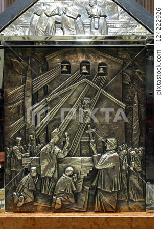 The sarcophagus of Blessed Aloysius Stepinac: The blessing of the bells at the church at Knin, 1938, Zagreb cathedral The sarcophagus of Blessed Aloysius Stepinac: The blessing of the bells at the church at Knin, 1938, Zagreb cathedral 124222926