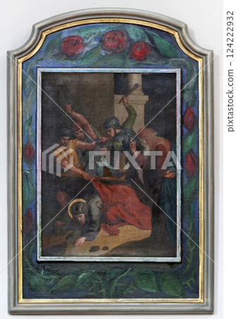 7th Stations of the Cross, Jesus falls the second time, Church of Our Lady of Sorrows in Rosenberg, Germany 7th Stations of the Cross, Jesus falls the second time, Church of Our Lady of Sorrows in Rosenberg, Germany 124222932