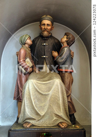 Josef Freinademetz missionary in China sculpted by Leonhard Delago of Bula in the Saint George church in Luson, Italy 124223078