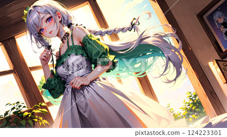 Silver-haired girl illustration 124223301