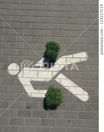 Creative Pedestrian Symbol with Green Microgreens Kneepads Creative Pedestrian Symbol with Green Microgreens Kneepads 124223519