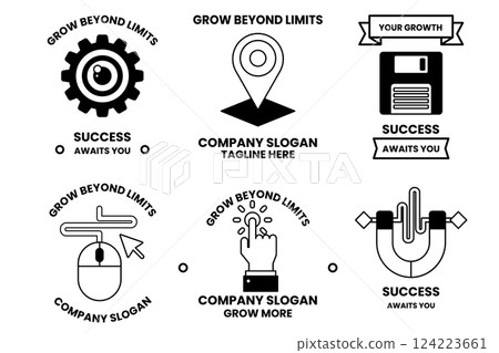 Set of illustrations in the concept of business expansion in line drawing style 124223661