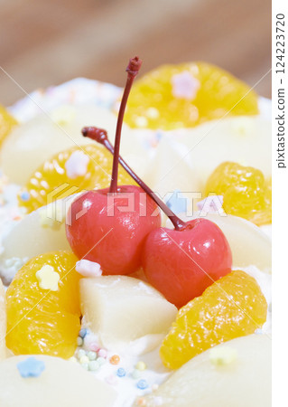 Cute homemade cake with cherries Cute homemade cake with cherries 124223720