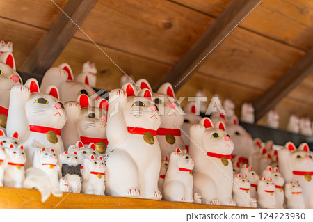Lucky cats at Gotokuji Temple's Shoufukuden Hall 124223930