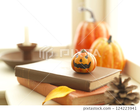 Halloween image on the windowsill Halloween image on the windowsill 124223941